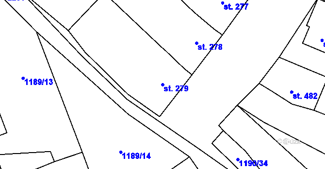 Parcela st. 279 v KÚ Násedlovice, Katastrální mapa