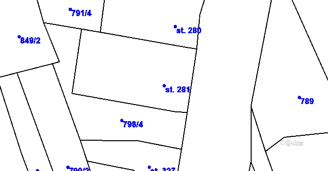 Parcela st. 281 v KÚ Násedlovice, Katastrální mapa