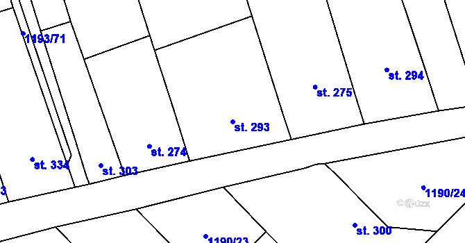 Parcela st. 293 v KÚ Násedlovice, Katastrální mapa