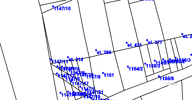 Parcela st. 295 v KÚ Násedlovice, Katastrální mapa