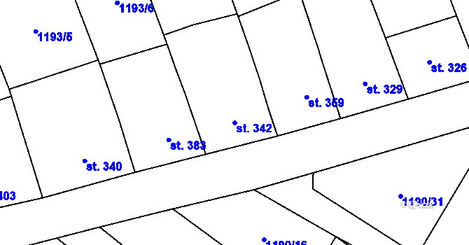 Parcela st. 342 v KÚ Násedlovice, Katastrální mapa