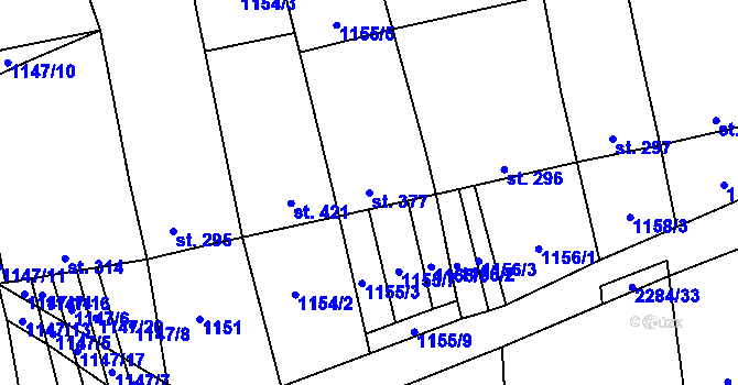 Parcela st. 377 v KÚ Násedlovice, Katastrální mapa