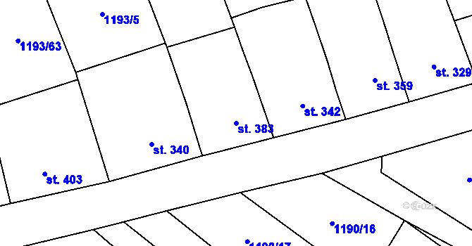 Parcela st. 383 v KÚ Násedlovice, Katastrální mapa