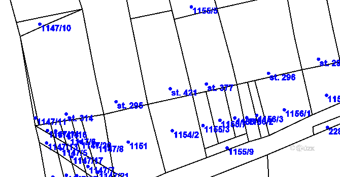 Parcela st. 421 v KÚ Násedlovice, Katastrální mapa