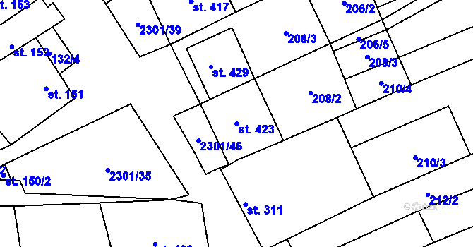Parcela st. 423 v KÚ Násedlovice, Katastrální mapa