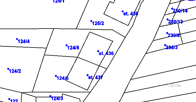 Parcela st. 436 v KÚ Násedlovice, Katastrální mapa