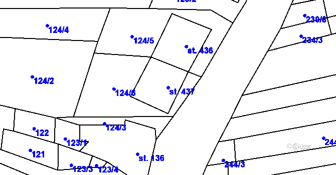 Parcela st. 437 v KÚ Násedlovice, Katastrální mapa