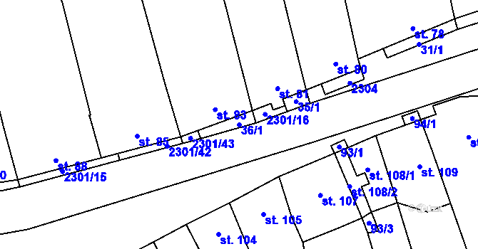 Parcela st. 36/1 v KÚ Násedlovice, Katastrální mapa