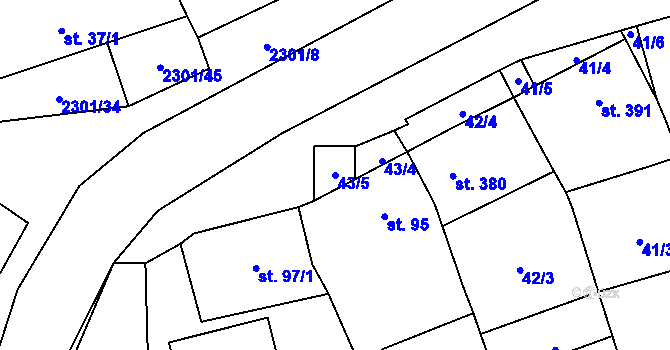 Parcela st. 43/5 v KÚ Násedlovice, Katastrální mapa