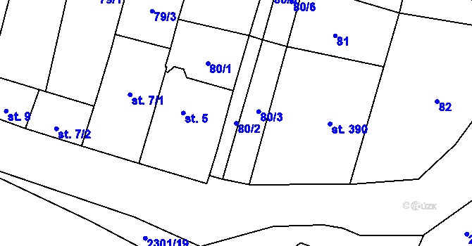 Parcela st. 80/2 v KÚ Násedlovice, Katastrální mapa