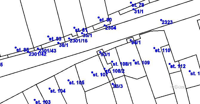 Parcela st. 93/1 v KÚ Násedlovice, Katastrální mapa