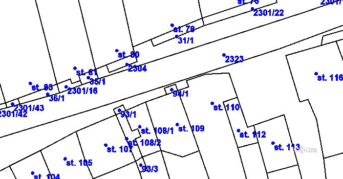 Parcela st. 94/1 v KÚ Násedlovice, Katastrální mapa