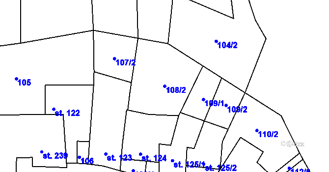 Parcela st. 108/2 v KÚ Násedlovice, Katastrální mapa