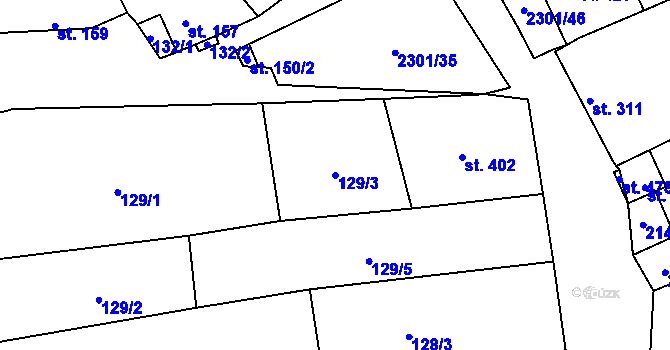 Parcela st. 129/3 v KÚ Násedlovice, Katastrální mapa