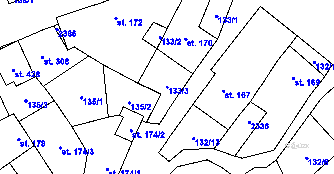 Parcela st. 133/3 v KÚ Násedlovice, Katastrální mapa