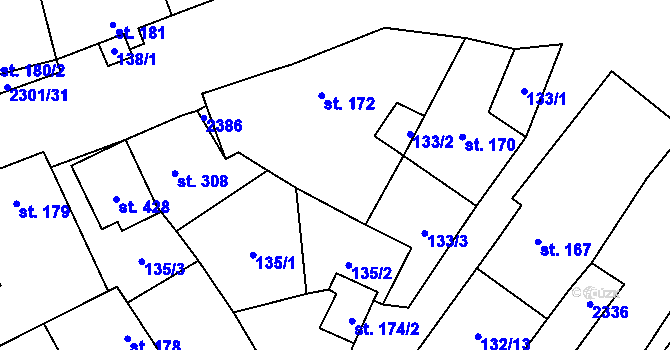 Parcela st. 134/2 v KÚ Násedlovice, Katastrální mapa