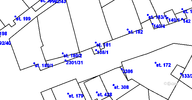Parcela st. 138/1 v KÚ Násedlovice, Katastrální mapa