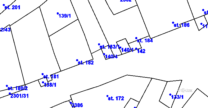 Parcela st. 140/4 v KÚ Násedlovice, Katastrální mapa