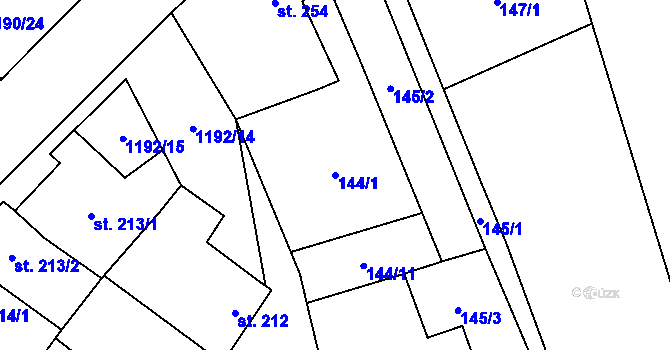 Parcela st. 144/1 v KÚ Násedlovice, Katastrální mapa