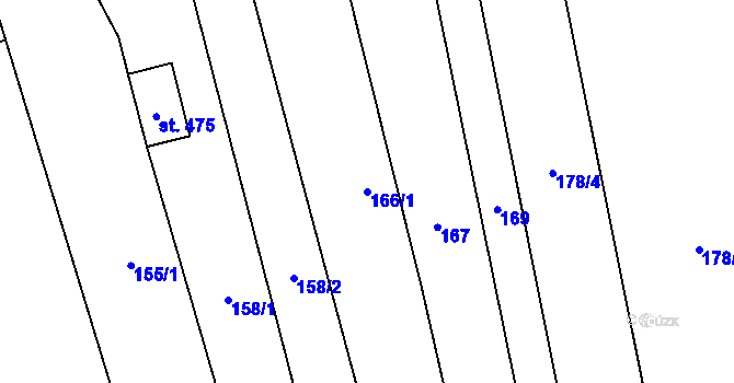 Parcela st. 166/1 v KÚ Násedlovice, Katastrální mapa