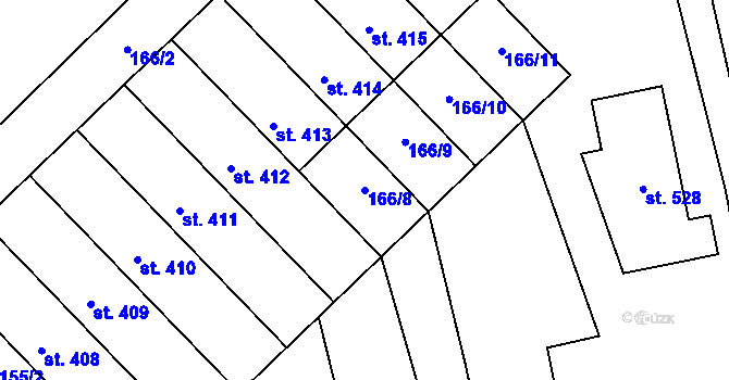 Parcela st. 166/8 v KÚ Násedlovice, Katastrální mapa