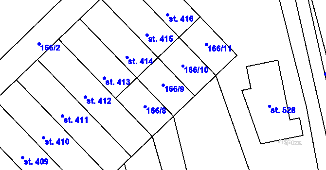 Parcela st. 166/9 v KÚ Násedlovice, Katastrální mapa