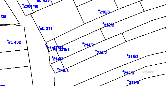 Parcela st. 214/2 v KÚ Násedlovice, Katastrální mapa