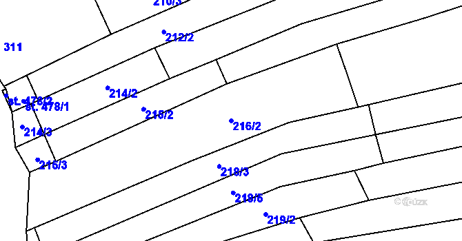 Parcela st. 216/2 v KÚ Násedlovice, Katastrální mapa