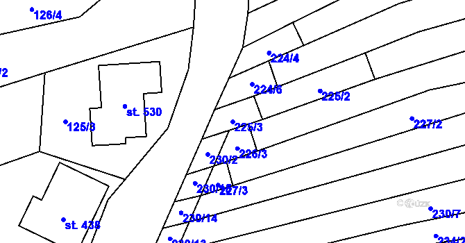 Parcela st. 225/3 v KÚ Násedlovice, Katastrální mapa