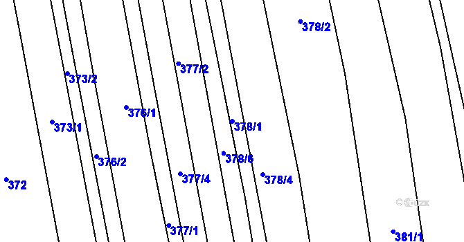 Parcela st. 378/1 v KÚ Násedlovice, Katastrální mapa