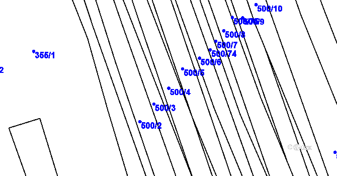 Parcela st. 500/4 v KÚ Násedlovice, Katastrální mapa