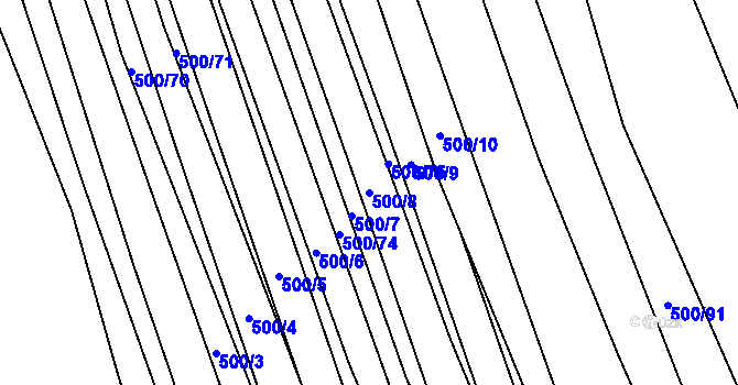 Parcela st. 500/8 v KÚ Násedlovice, Katastrální mapa