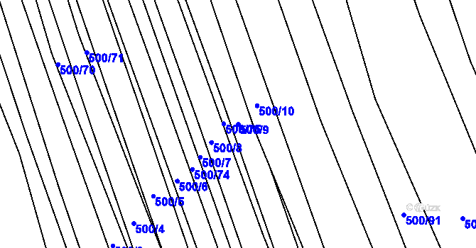 Parcela st. 500/9 v KÚ Násedlovice, Katastrální mapa