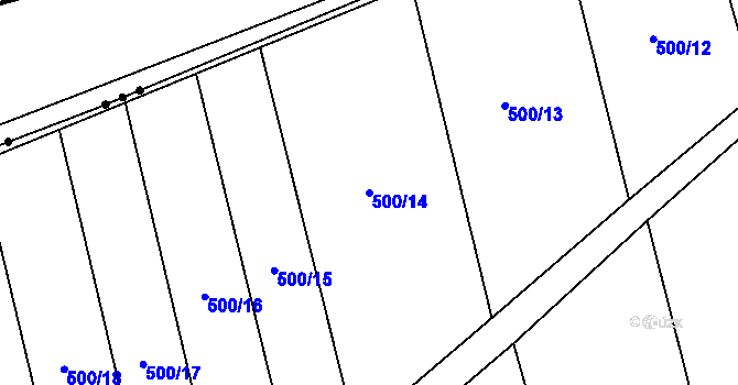Parcela st. 500/14 v KÚ Násedlovice, Katastrální mapa