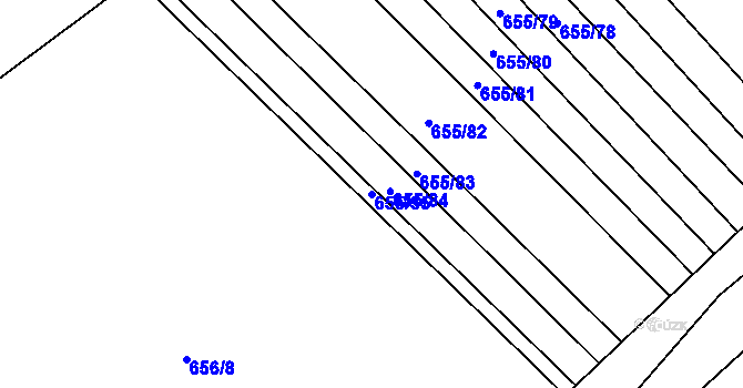 Parcela st. 655/55 v KÚ Násedlovice, Katastrální mapa