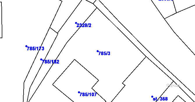 Parcela st. 785/3 v KÚ Násedlovice, Katastrální mapa