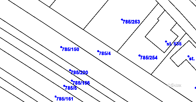 Parcela st. 785/4 v KÚ Násedlovice, Katastrální mapa