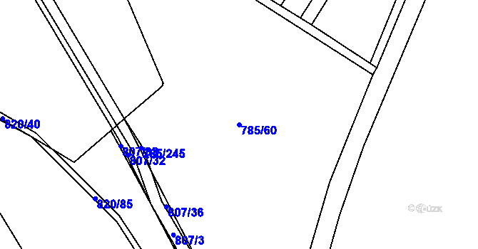 Parcela st. 785/60 v KÚ Násedlovice, Katastrální mapa