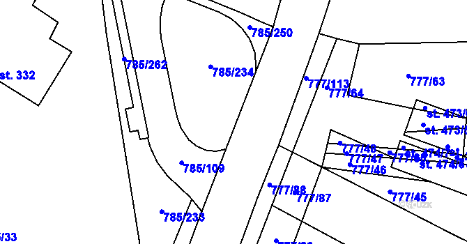 Parcela st. 785/106 v KÚ Násedlovice, Katastrální mapa