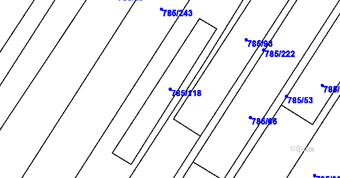 Parcela st. 785/118 v KÚ Násedlovice, Katastrální mapa