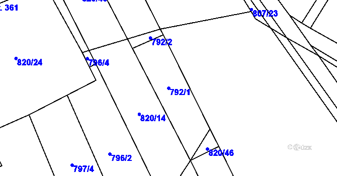 Parcela st. 792/1 v KÚ Násedlovice, Katastrální mapa