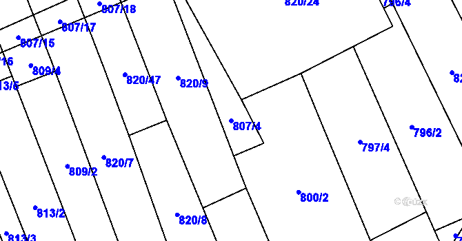 Parcela st. 807/4 v KÚ Násedlovice, Katastrální mapa