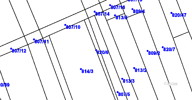 Parcela st. 820/6 v KÚ Násedlovice, Katastrální mapa