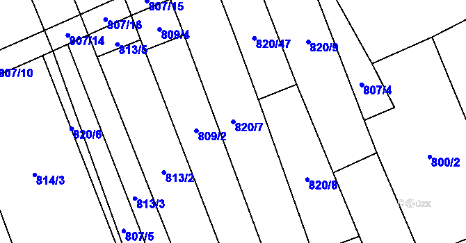 Parcela st. 820/7 v KÚ Násedlovice, Katastrální mapa
