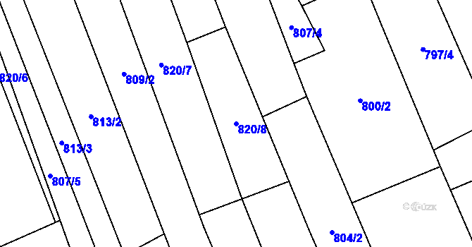 Parcela st. 820/8 v KÚ Násedlovice, Katastrální mapa