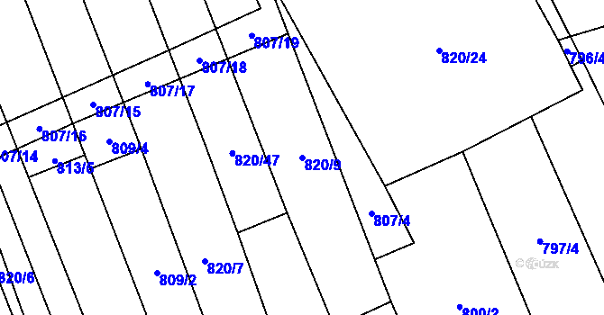 Parcela st. 820/9 v KÚ Násedlovice, Katastrální mapa
