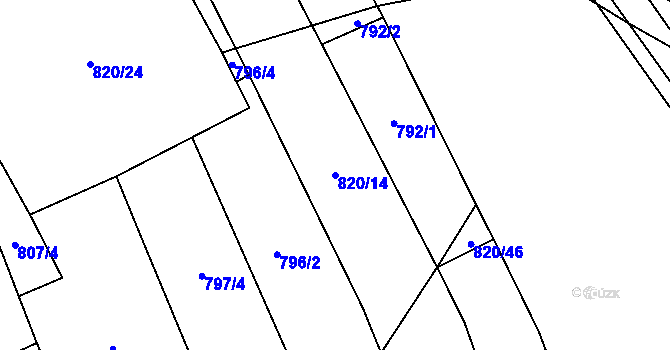 Parcela st. 820/14 v KÚ Násedlovice, Katastrální mapa