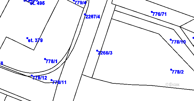 Parcela st. 2266/3 v KÚ Násedlovice, Katastrální mapa