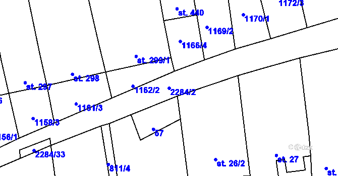 Parcela st. 2284/2 v KÚ Násedlovice, Katastrální mapa