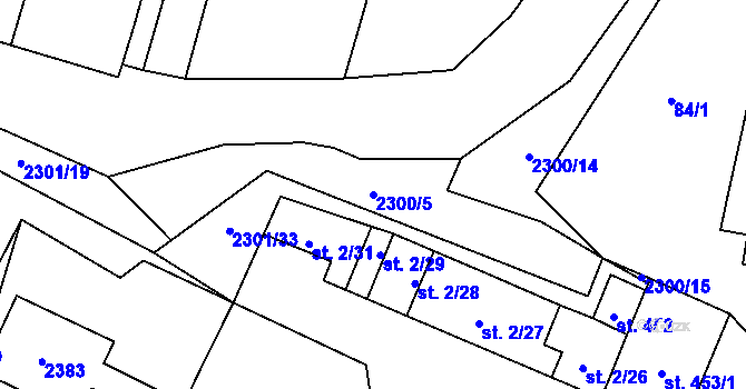 Parcela st. 2300/5 v KÚ Násedlovice, Katastrální mapa